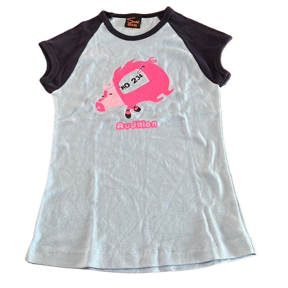 Sade American Apparel Blue “Audition “ Tee Shirt Knit Top Girls Size Small